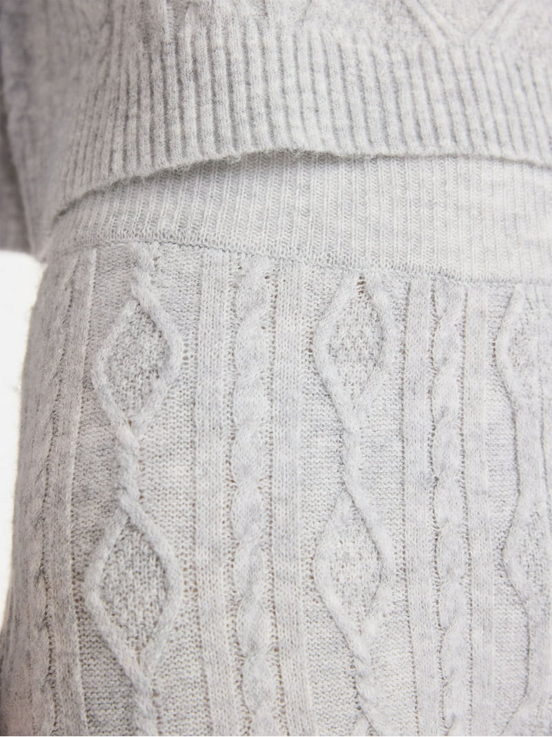 No Boundaries Cable Knit Flare Sweater Pants, 29.5'' Inseam, Women's | Walmart (US)