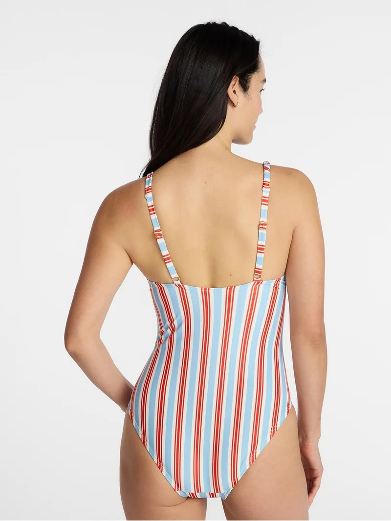 Time and Tru Women's and Women's Plus Knot Front and Keyhole One Piece Swimsuit, Sizes XS-3X | Walmart (US)