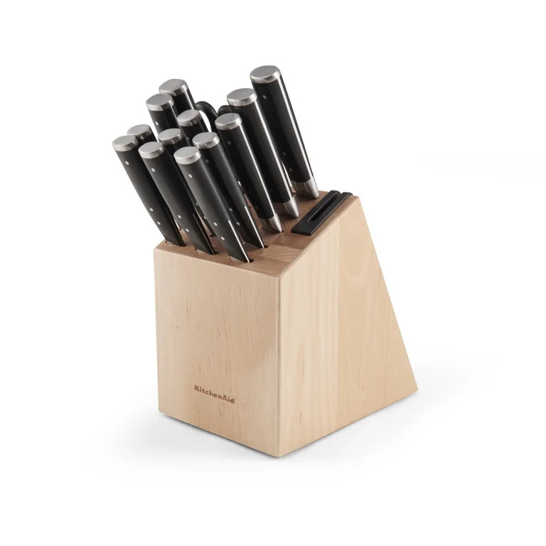 KitchenAid Gourmet 14-Piece Forged Triple Rivet Japanese Steel Knife Set with Block Built-in Shar... | Walmart (US)