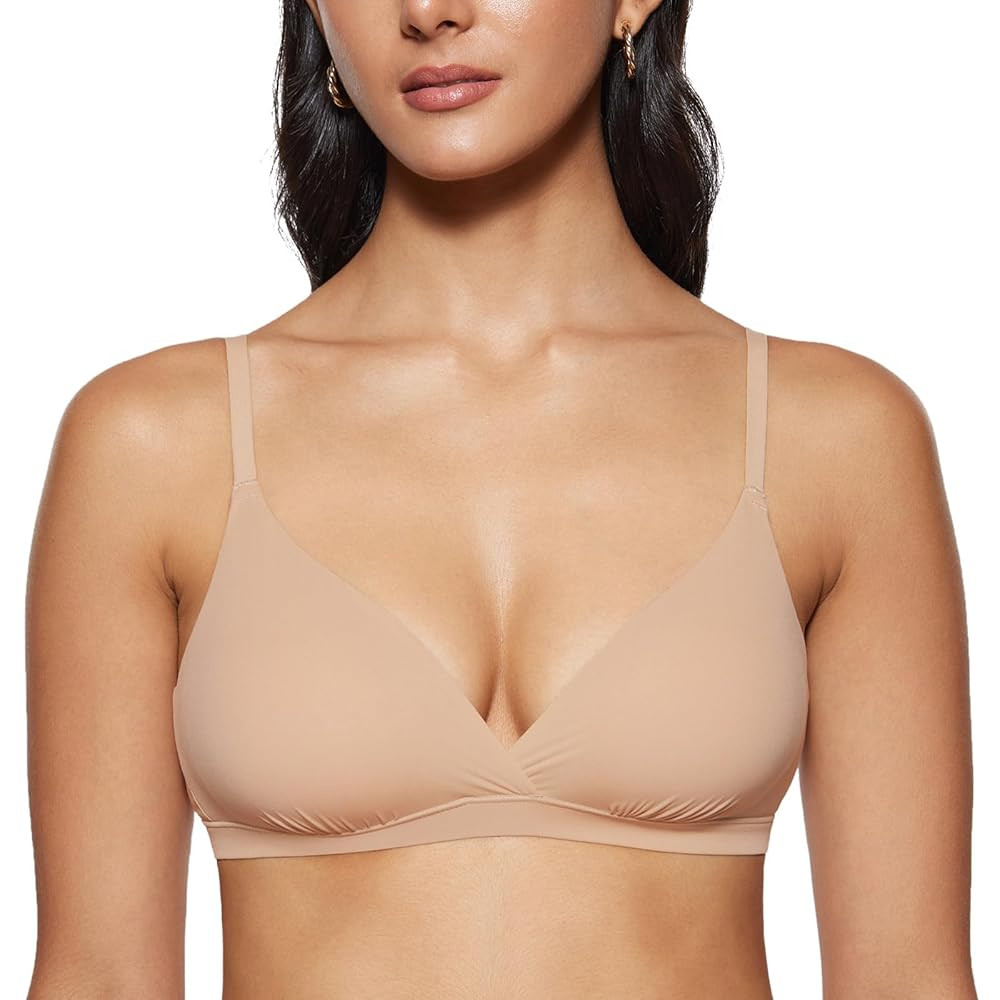 INLYRIC Women's Inbarely Triangle Bralette Comfortable Unlined V Neck Wireless Smoothing Bra Top ... | Amazon (US)