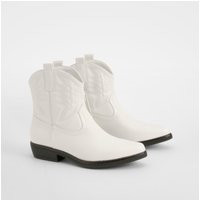Womens Embossed Ankle High Western Cowboy Boots - White - 10 | boohoo (US & Canada)