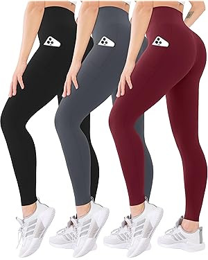 Blisset 3 Pack High Waisted Leggings for Women with Pockets Soft Active Tummy Control Pants for Y... | Amazon (US)