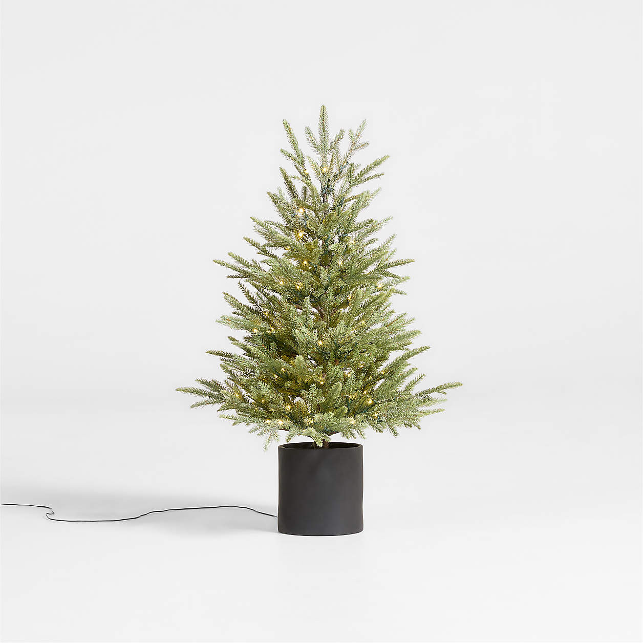 Potted Faux Norway Spruce Pre-Lit LED Tree with White Lights 3' | Crate & Barrel | Crate & Barrel