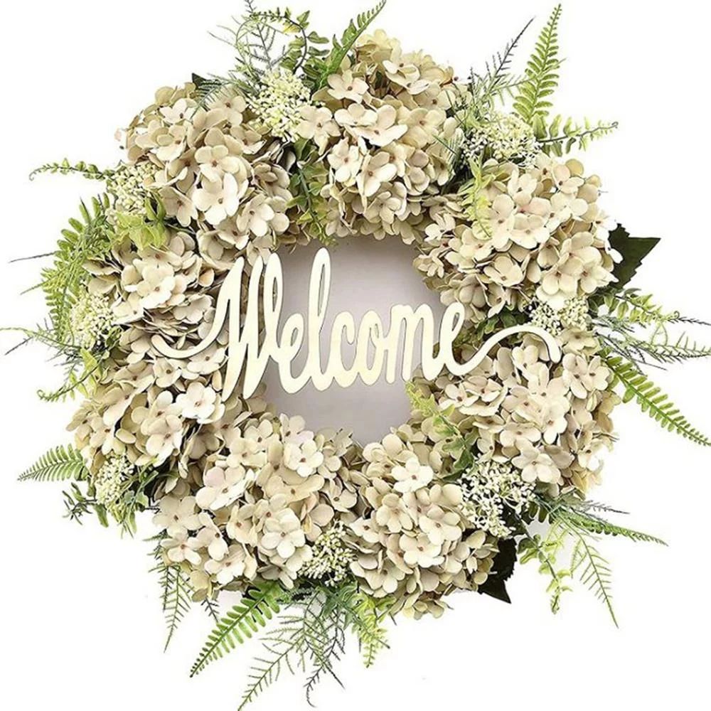 Hydrangea Wreaths for Front Door Fall Spring Handmade Hello Wreath for Indoor Outdoor Decor Farmh... | Walmart (US)