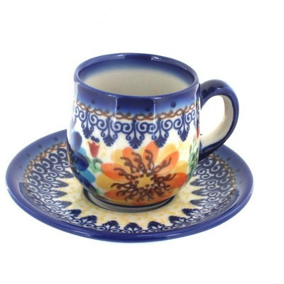 Blue Rose Polish Pottery Autumn Burst Espresso Cup & Saucer | Target