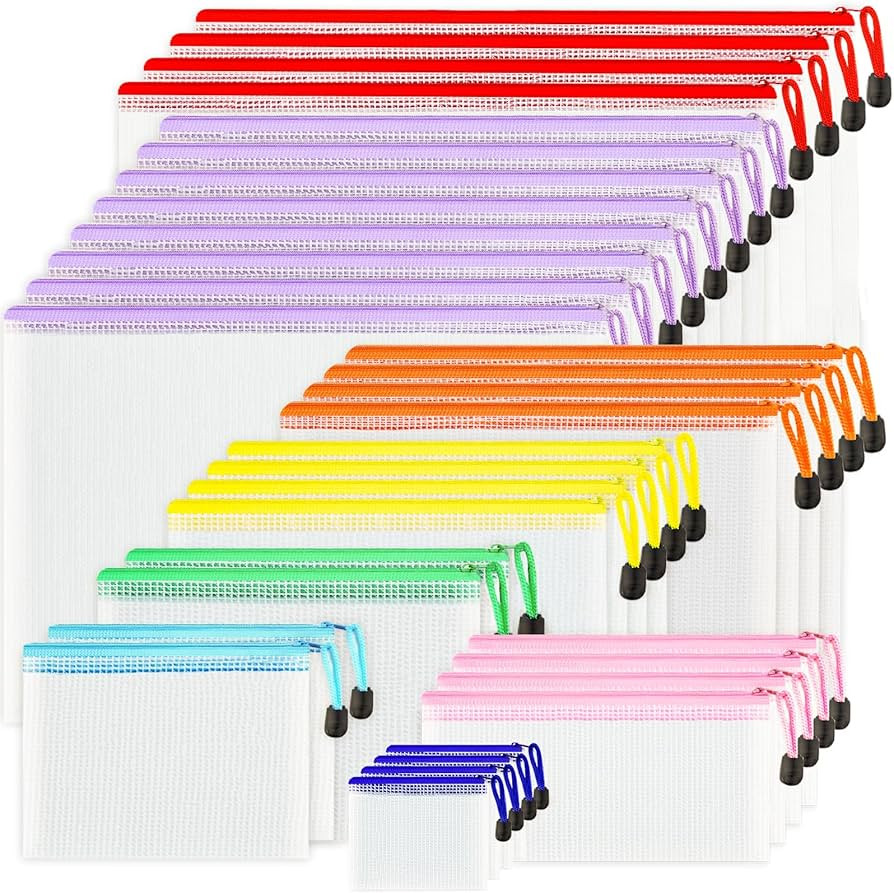 32pcs Mesh Zipper Pouch Bags, 8 Sizes, 8 Colors Zipper Pouches for Organizing, Board Game Storage... | Amazon (US)