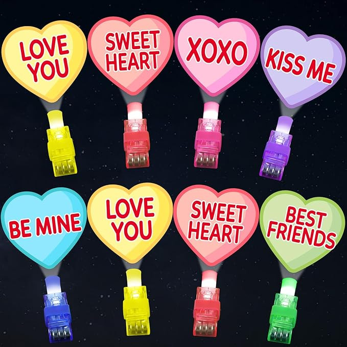 36 PCS Valentine's Day LED Finger Lights Love Heart Party Favors Glow in the Dark Light Up Finger... | Amazon (US)