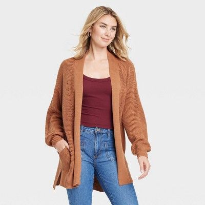 Women's Open-Front Cardigan - Universal Thread™ Light Brown M | Target
