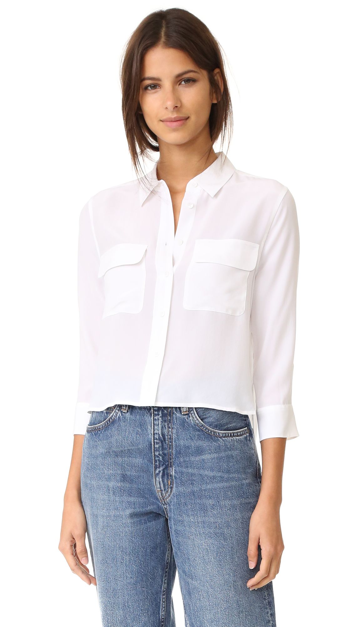 Cropped 3/4 Sleeve Signature Blouse | Shopbop