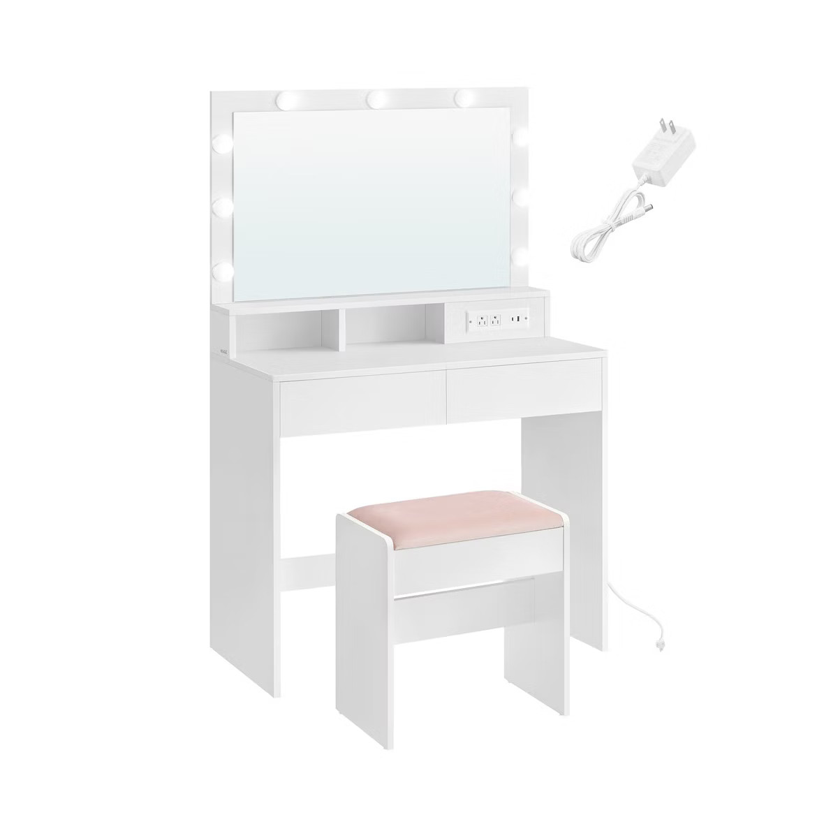 VASAGLE Vanity Desk with Power Outlets, Makeup Vanity with Mirror and Lights, with Upholstered Va... | Target