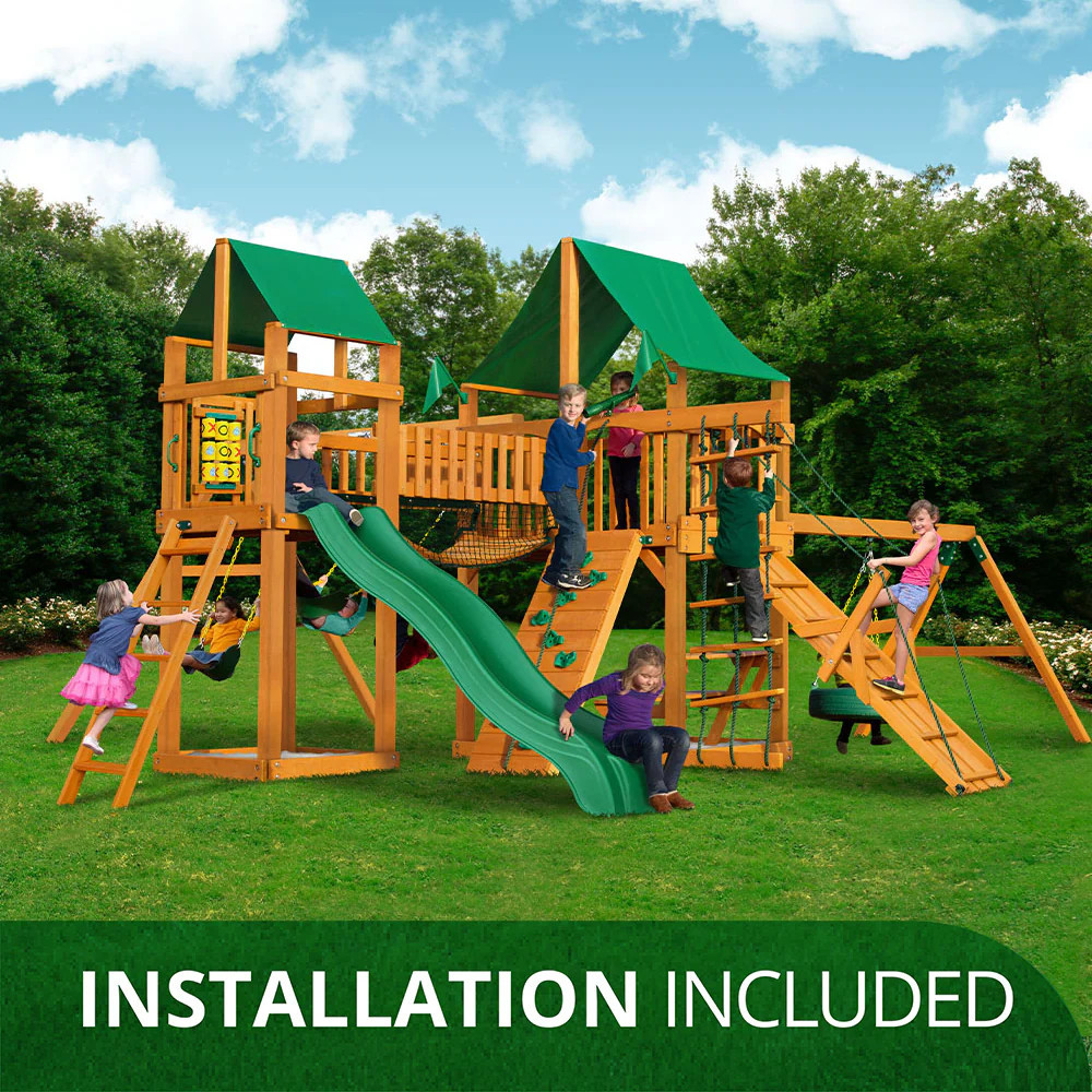 Gorilla Playsets Pioneer Peak Residential Wood Swing set ( Installation Included ) in Brown | 6814 | Lowe's