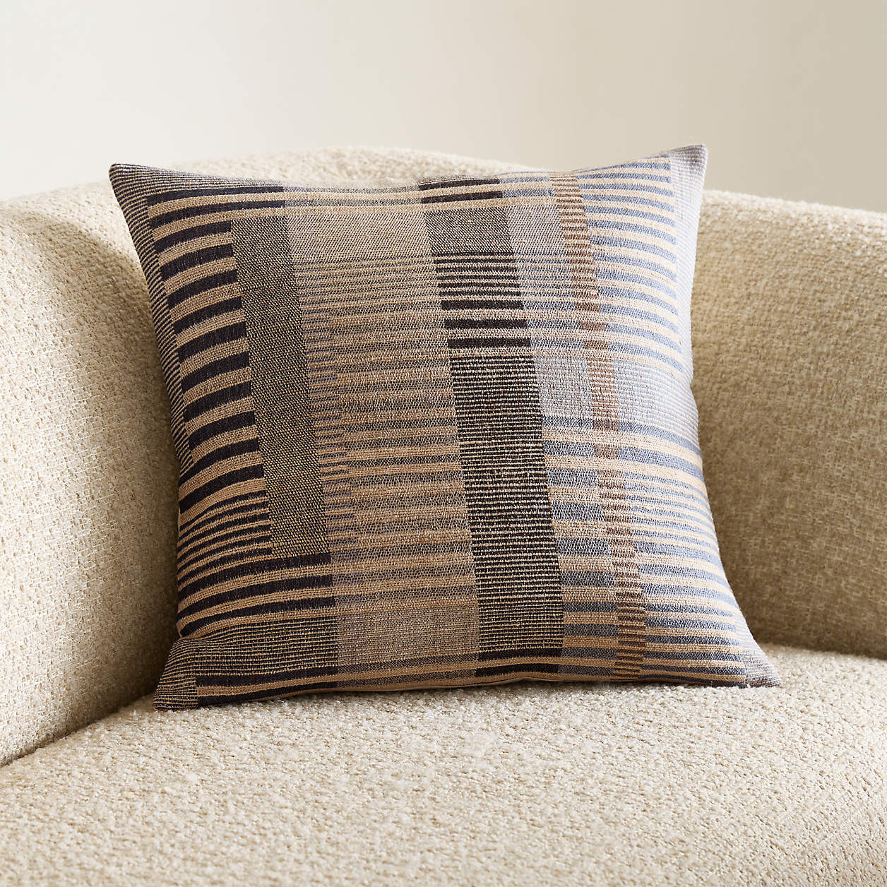 Etta Silk Wool Blend 20"x20" Deep Indigo Multi Throw Pillow Cover + Reviews | Crate & Barrel | Crate & Barrel