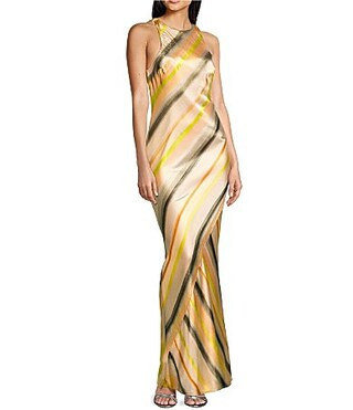 TOPSHOP Satin Stripe High Neck Sleeveless Maxi Dress -  2 | Dillard's