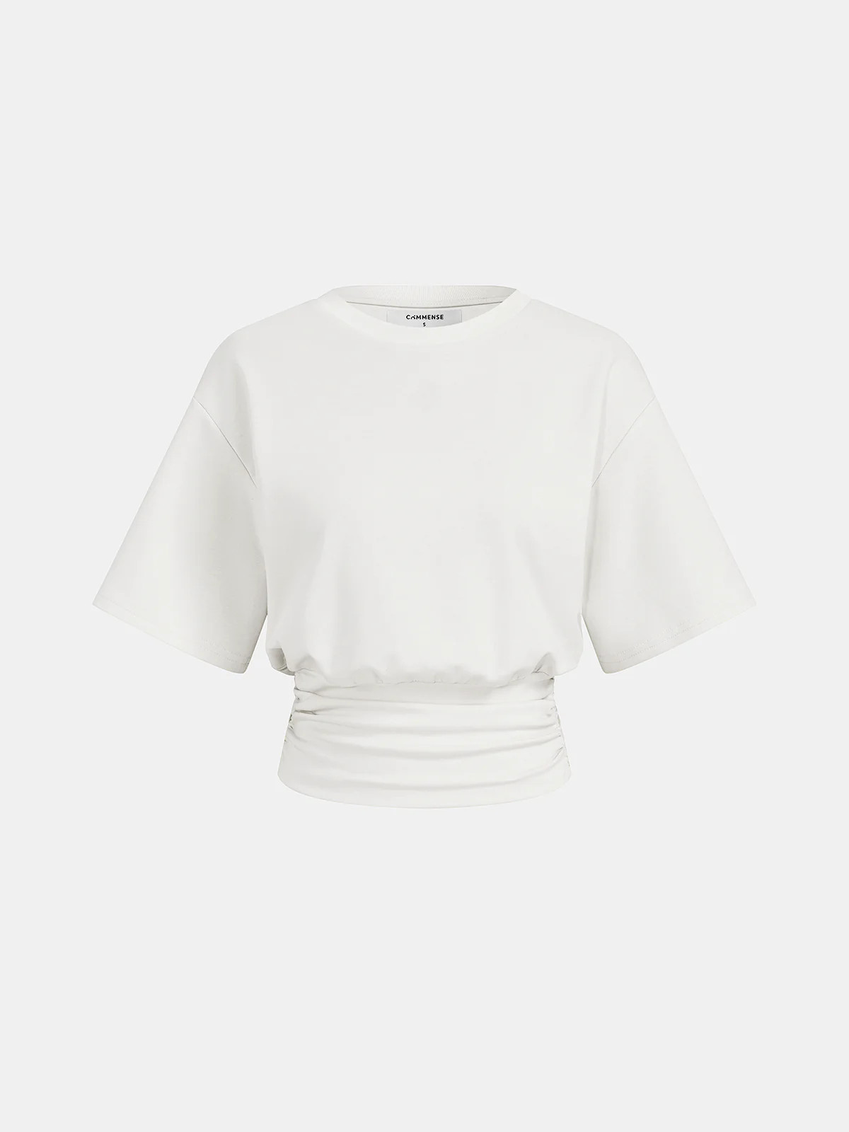 Ruched Waist Cropped Short Sleeve Top | Commense