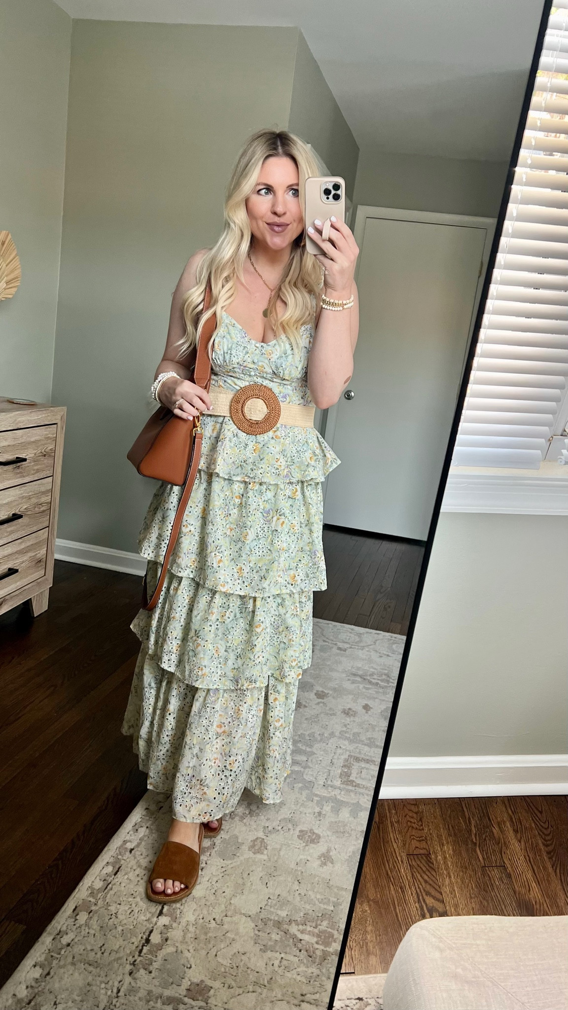ASTR ruffled floral eyelet maxi dress, Aalyn leather satchel, rattan belt

#LTKstyletip #LTKitbag #LTKFind