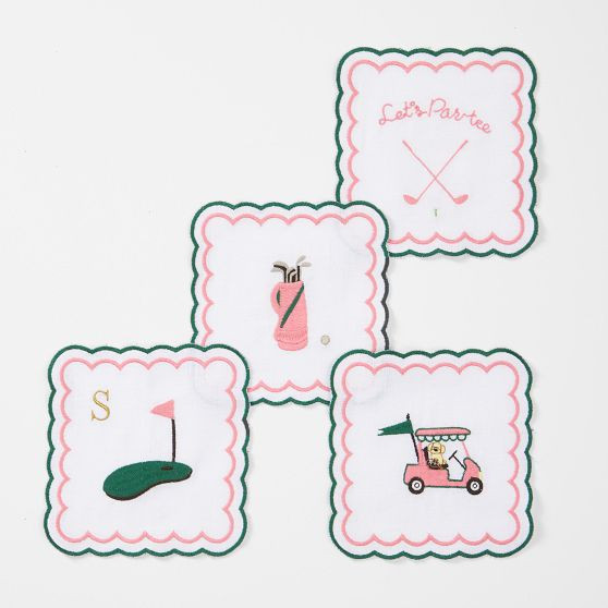 Sports Embroidered Coasters, Set of 4 | Mark and Graham