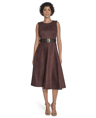 Calvin Klein Women's Belted Midi Dress - Macy's | Macy's