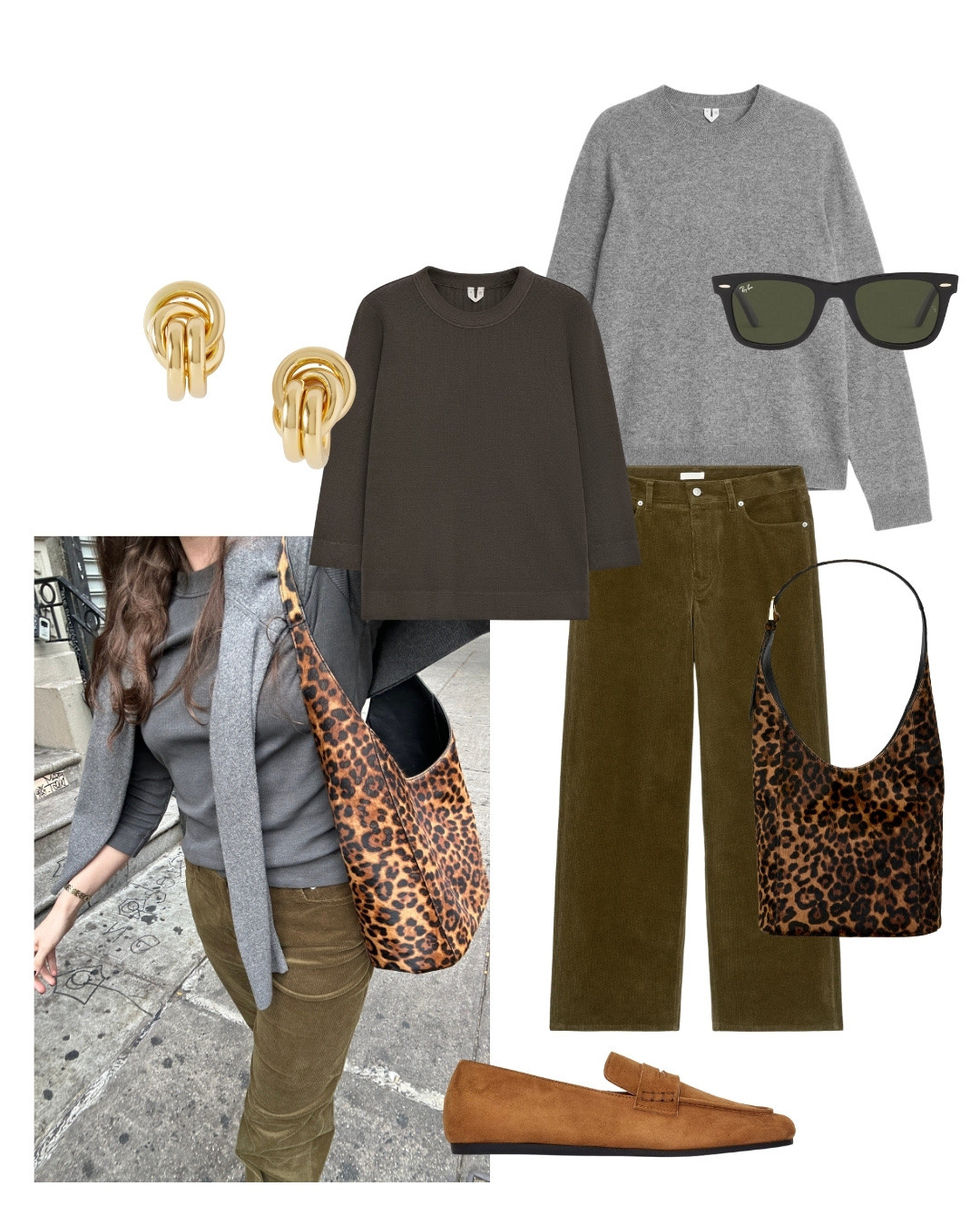 New York in autumnal outfits - layering grey with khaki green and a spot of leopard print

#LTKautumn #LTKstyletip