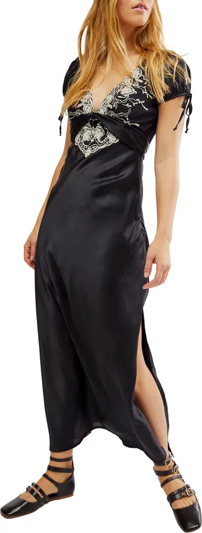 Free People Cooper Embroidered Satin Maxi Dress | Nordstrom | Nordstrom