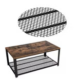 Metal Frame Coffee Table with Wooden Top and Mesh Bottom Shelf Brown and Black - Benzara | Target