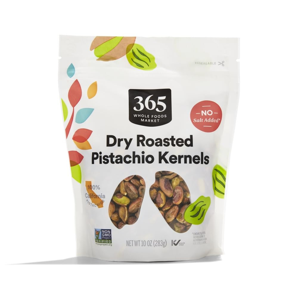 365 by Whole Foods Market, Dry Roasted Pistachio Kernels, No Salt Added, 10 Ounce | Amazon (US)