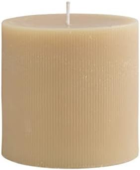 Unscented Pleated Pillar Candle in Powder Finish, Eggnog Beige | Amazon (US)
