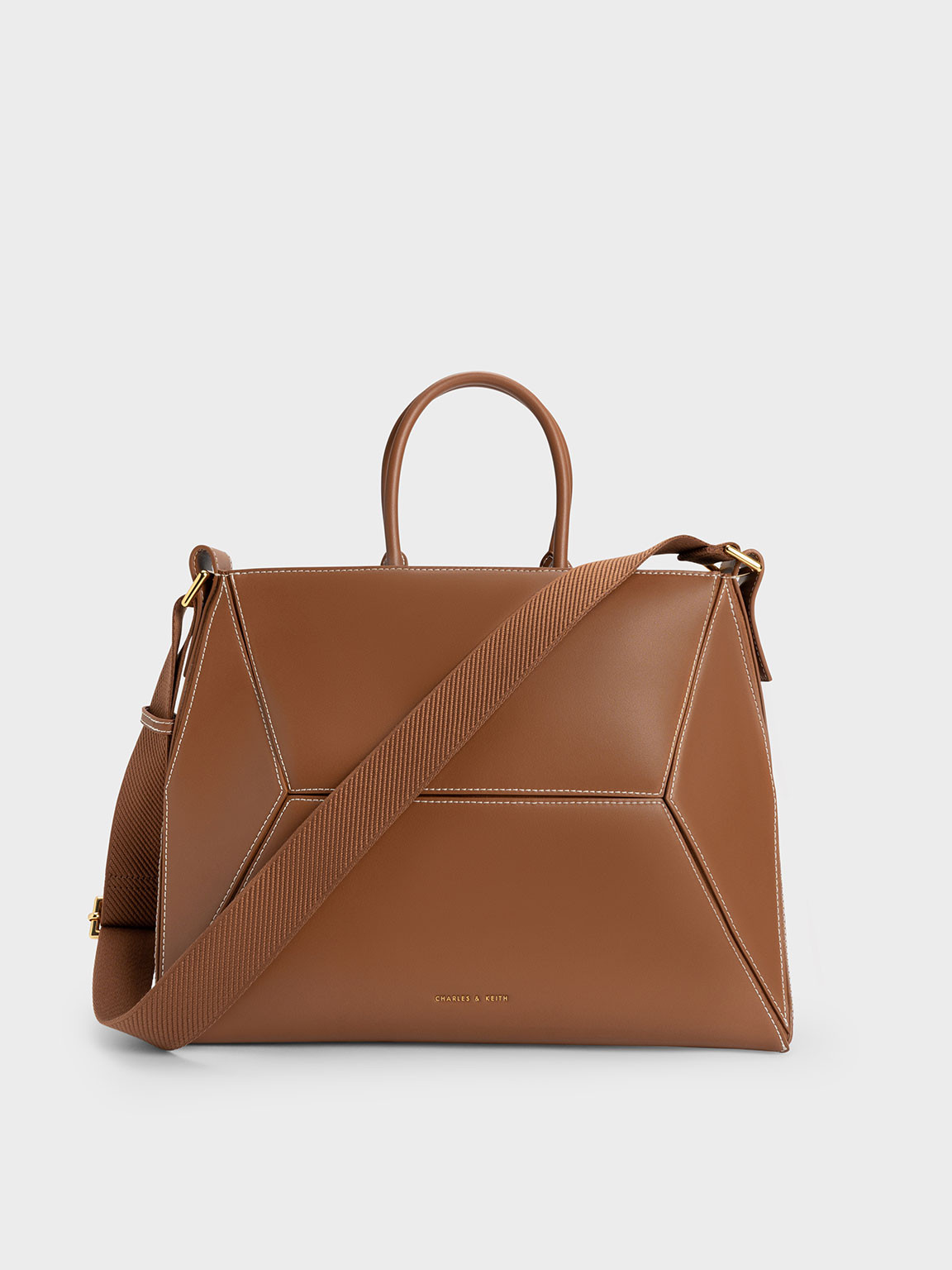 Nasrin Geometric Tote Bag
 - Chocolate | Charles & Keith UK