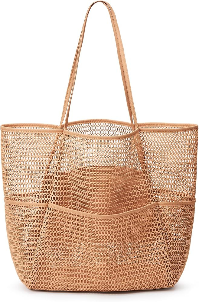 KALIDI Beach Nylon Mesh Tote Bag, Casual Tote Bag Hobo Women Foldable MAX 23L Shoulder Bag For Be... | Amazon (US)