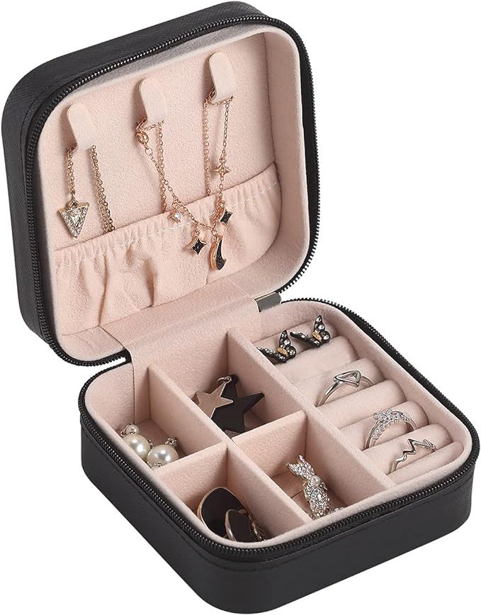 Casegrace Portable Travel Mini Jewelry Box Matte Leather Jewellery Ring Organizer Case Storage Gi... | Amazon (US)