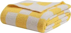 bearberry Fuzzy Checkerboard Grid Throw Blanket Soft Cozy Warm Microfiber All Season Blanket Deco... | Amazon (US)