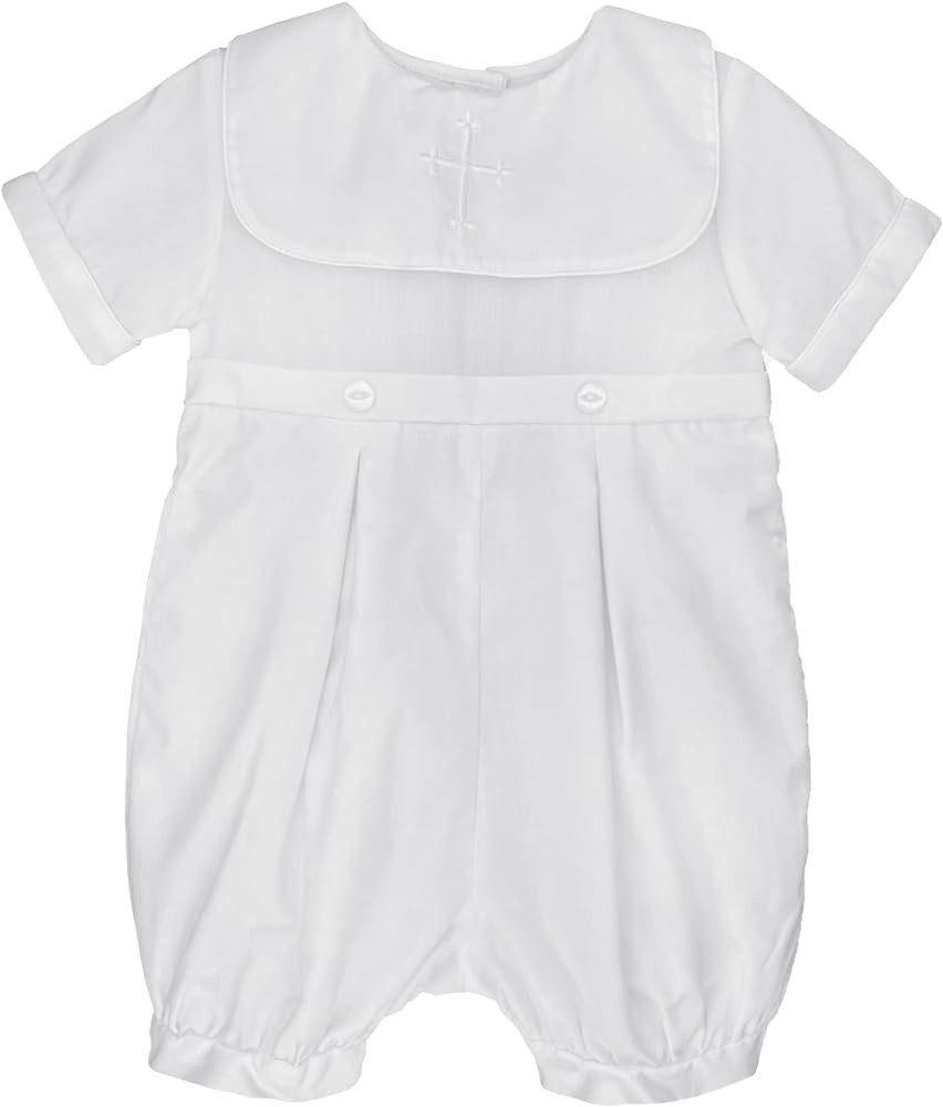 Baby Boys' Hand-Embroidered Cross Christening Romper, White | Amazon (US)
