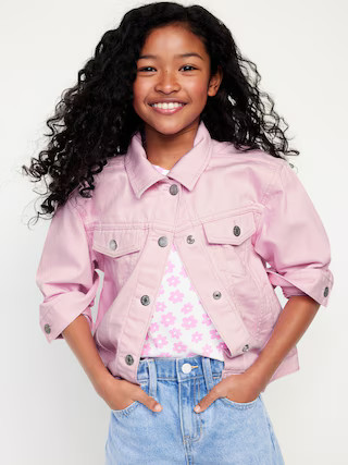 Oversized Jean Trucker Jacket for Girls | Old Navy (US)