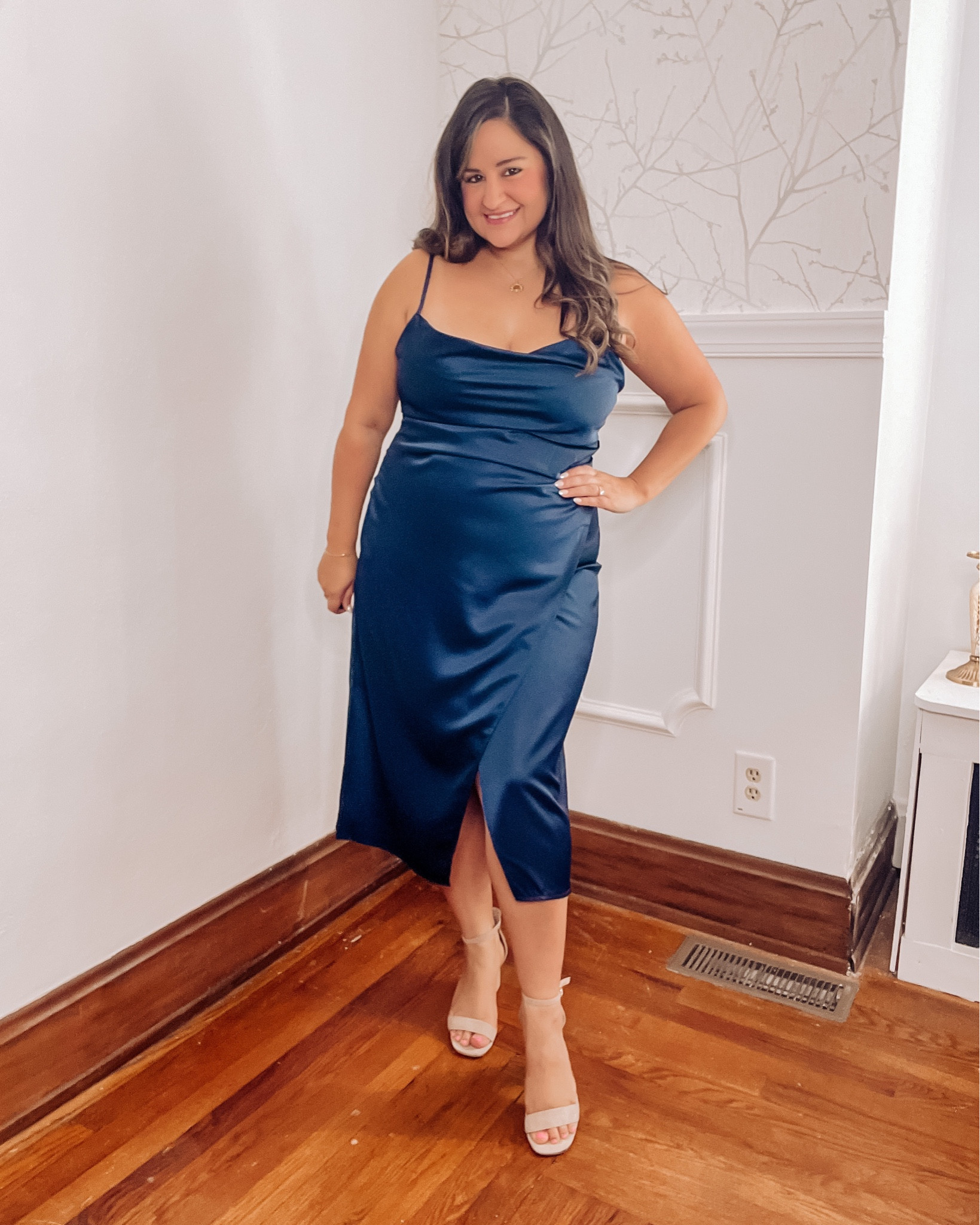Wedding guest dress, satin dress, navy blue dress, lulus dress, semi formal dress

#LTKunder100 #LTKcurves #LTKwedding