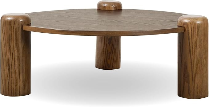 Poly & BARK Chordo 39.4 Inch Coffee Table in Tundra Brown Oak Grain Veneer with Curved Architectu... | Amazon (US)
