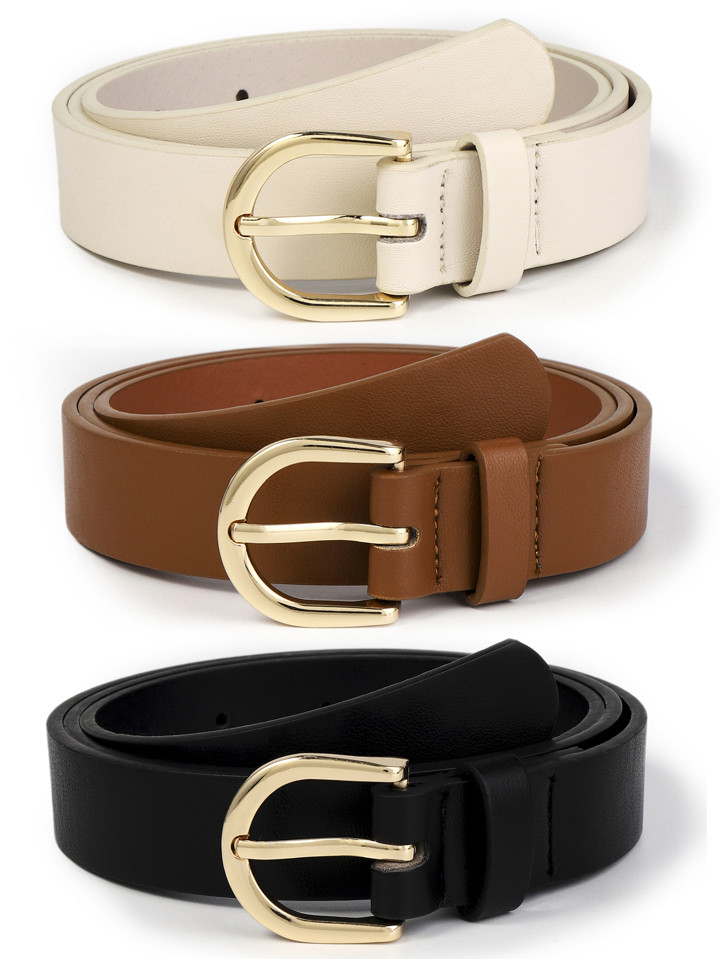 3pcs Metal Buckle Belt With Punch Tool | SHEIN