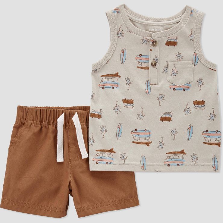 Carter's Just One You®️ Baby Girls' Beach Top & Bottom Set - Brown | Target