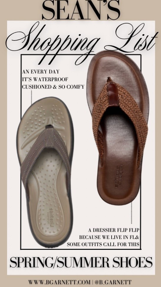 Sean’s Spring/Summer shopping list: e ey day & “dressy” flip flops (as he likes to call them) 

Means shoes | men’s outfits | mens flip flops | men’s vacation outfit | vacation outfits 

#LTKootd #LTKMens #LTKTravel