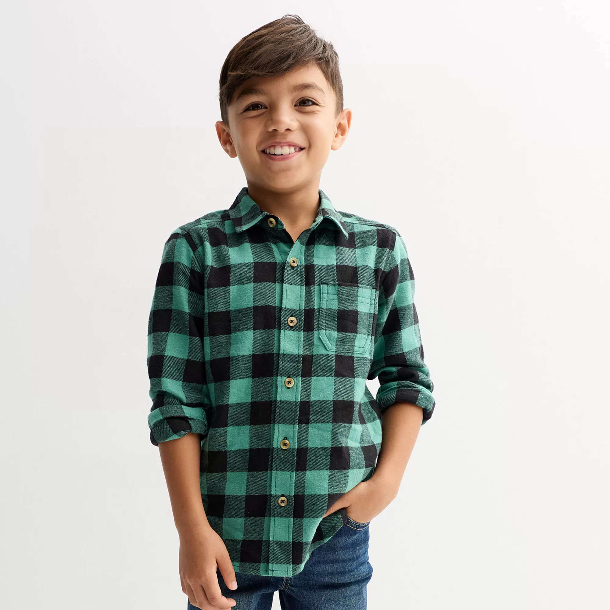 Boys 4-12 Jumping Beans® Flannel Button-Down Shirt | Kohl's
