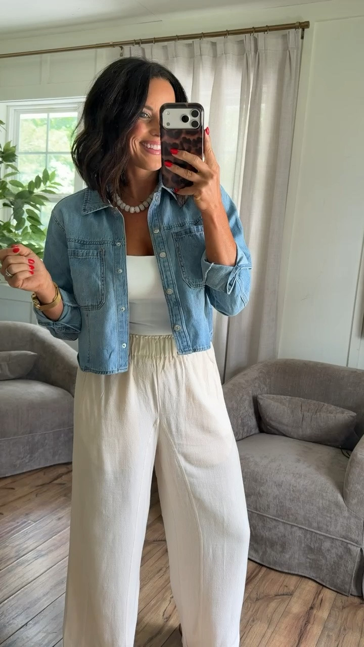 This combo is SO good 👏🏻 The cropped Walmart denim shirt with these flowy Amazon pants makes the easiest put-together outfit without even trying. Such a good everyday look! 🤍 Wearing XS in the denim + small in the pants.

#WalmartFashion #AmazonFashion #AffordableStyle #CasualOutfit #EverydayStyle #LTKStyle