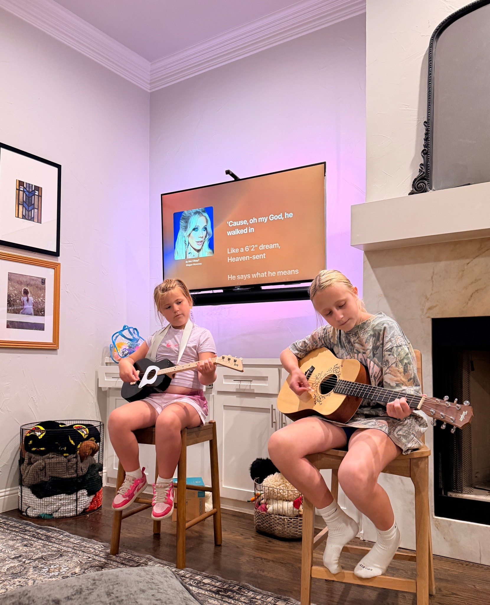 Guitar duet sisters- baby Taylor guitar for our 11 year old and a Loog guitar for our 8 year old. 🎸 

#LTKKids