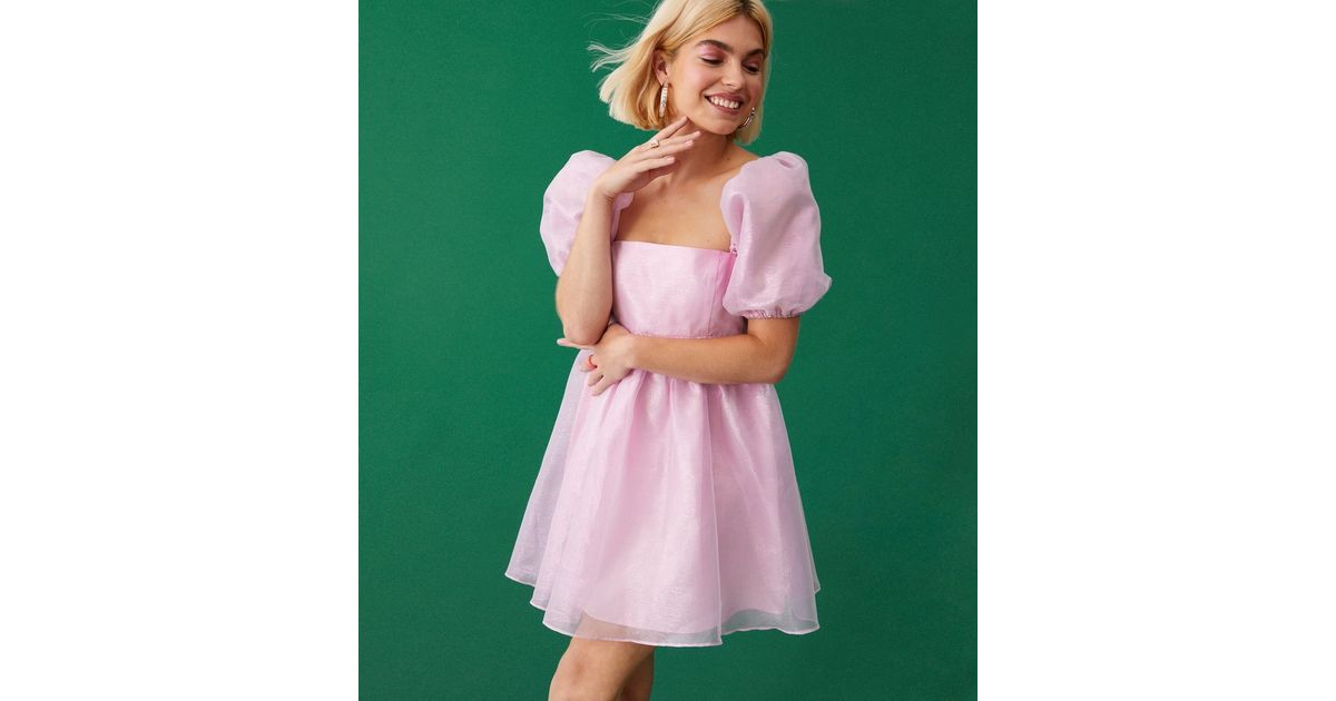 Pretty in Pink Organza Puff Sleeve Dress
						
						Add to Saved Items
						Remove from Saved ... | New Look (UK)