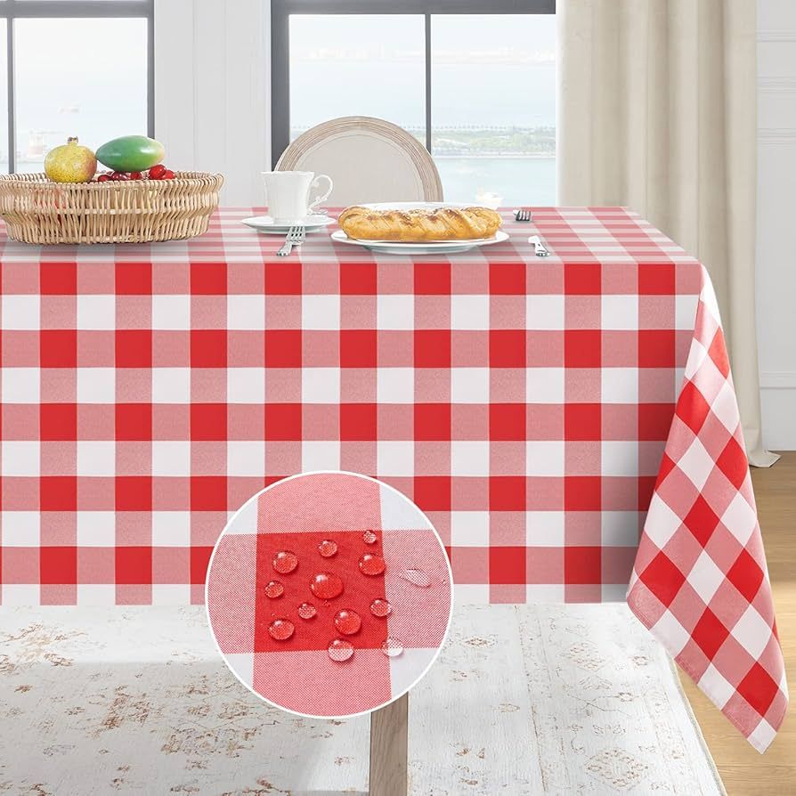 Softalker Gingham Checkered Rectangle Tablecloth - Waterproof Buffalo Plaid Table Cloth Stain Res... | Amazon (US)
