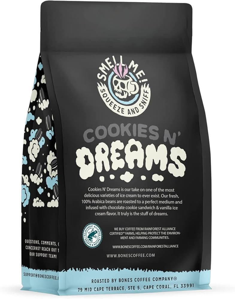 Bones Coffee Company Cookies 'N Dreams Cookies and Cream Flavored Coffee, Medium Roast Low Acid A... | Amazon (US)