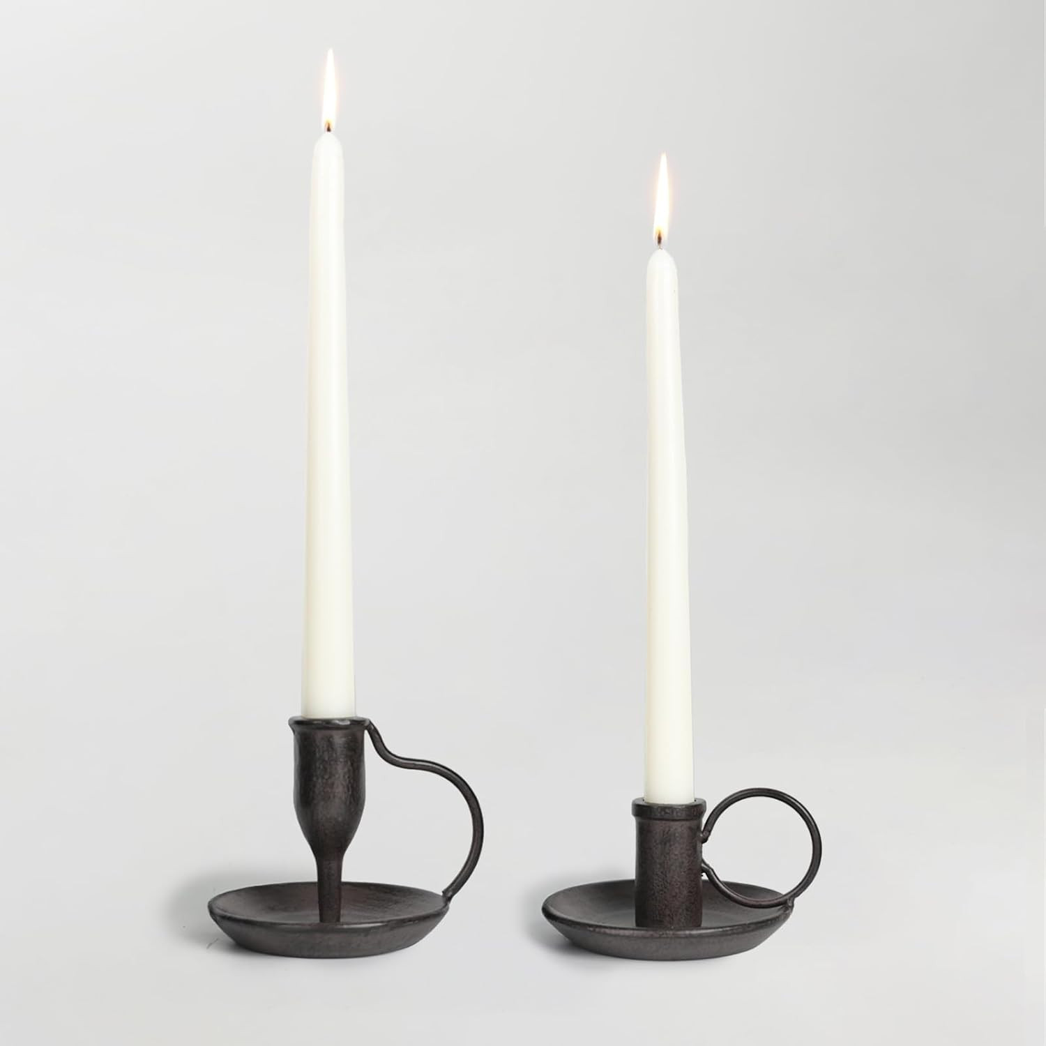 Matte Black Iron Candle Holder with Handle 2 Pcs Taper Candle Sticks Holder Decor Farmhouse Candl... | Amazon (US)