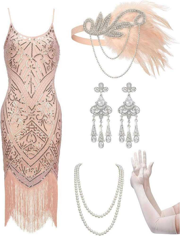 YESSA Women's Flapper Dresses 1920s,Great Gatsby Dresses Sequin Fringe Cocktail Dress Roaring 20s... | Amazon (US)