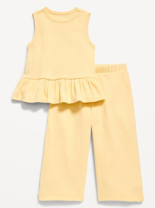 Sleeveless Ribbed Peplum Top and Pants Set for Baby | Old Navy (US)