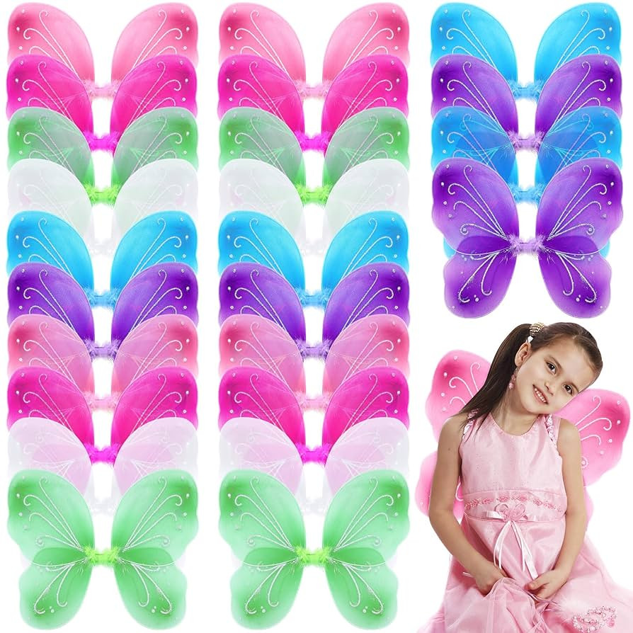 Junkin Fairy Butterfly Wings for Girls Butterfly Wings Costume Bulk Kids' Dress up Favors Role Pl... | Amazon (US)