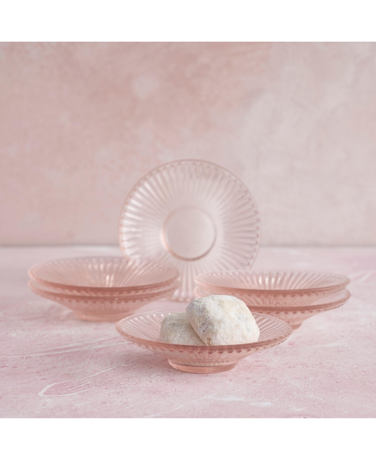 The Collective, Pressed Glass Small Plates - Set of 6 - Pink | Macy's