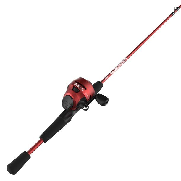 Zebco Slingshot Spincast Reel and Fishing Rod Combo, 5-Foot 6-in 2-Piece Rod, Red | Walmart (US)
