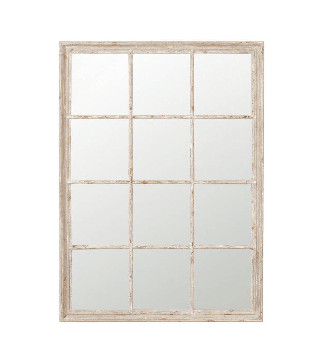 Sash Window Wall Mirror - Distressed Gray | OKA US